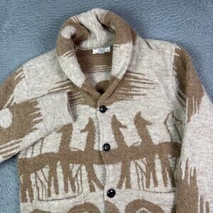 Wallace & Barnes Shawl Collar Cardigan Sweater Mens Small Alpaca Wool Motif
